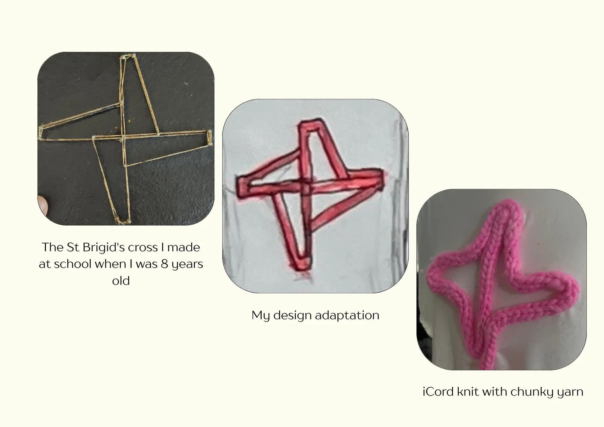 St. Brigid's Cross Inspiration and Modern Knit iCord Adaptation – Symbolic Fashion Design Concept